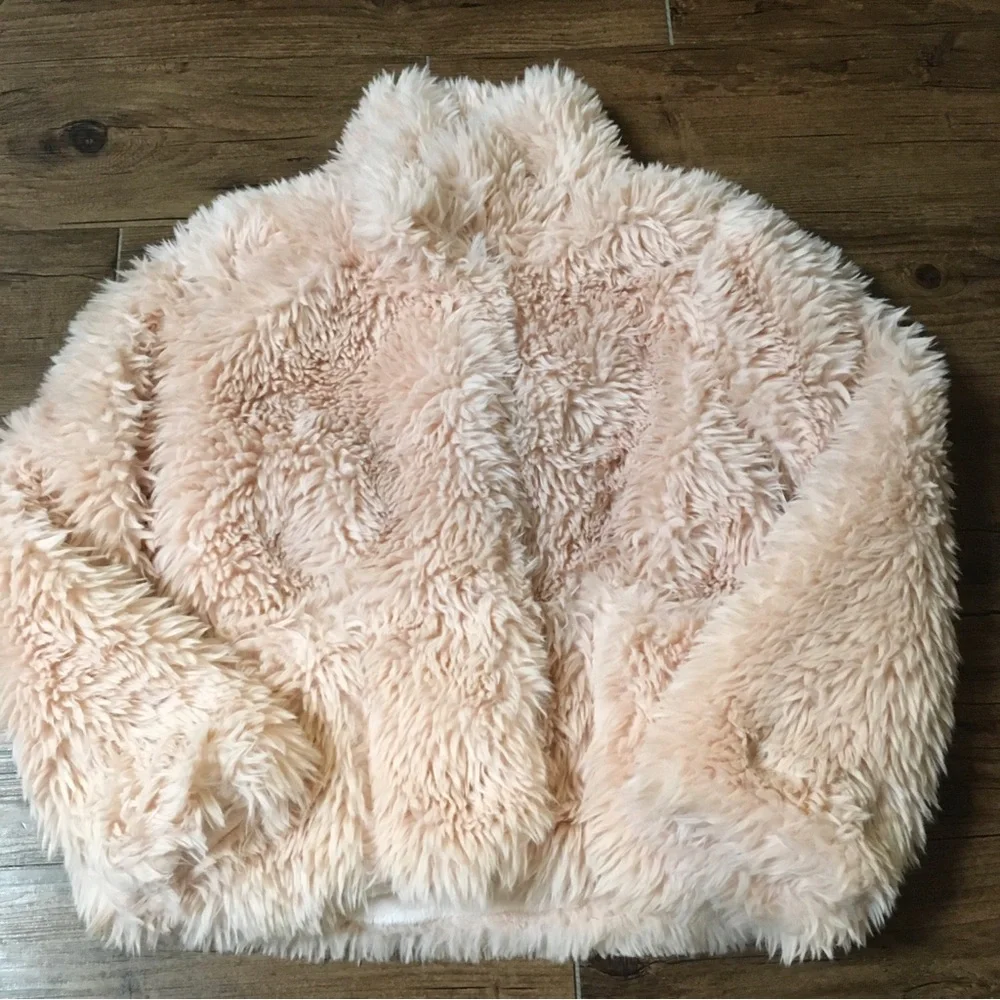 Pink Faux Fur Jacket NWT L(10/12)